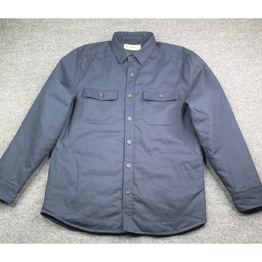 Line of Trade Shirt Jacket Mens L Navy Blue‎ Quilted Lined Cotton Twill Workwear